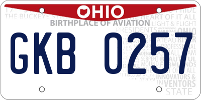 OH license plate GKB0257