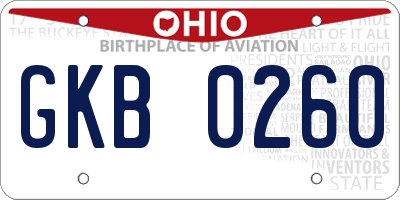 OH license plate GKB0260