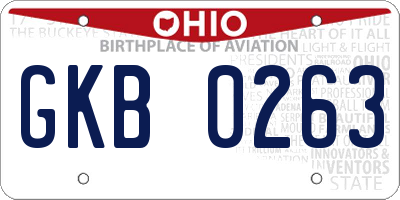 OH license plate GKB0263