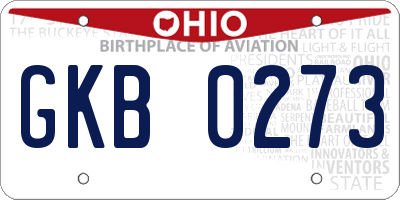 OH license plate GKB0273