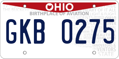 OH license plate GKB0275