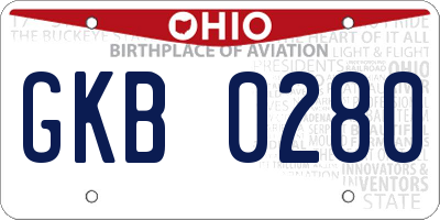 OH license plate GKB0280