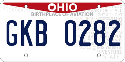 OH license plate GKB0282