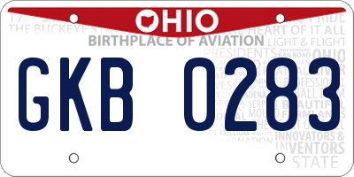 OH license plate GKB0283