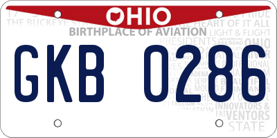 OH license plate GKB0286