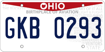 OH license plate GKB0293