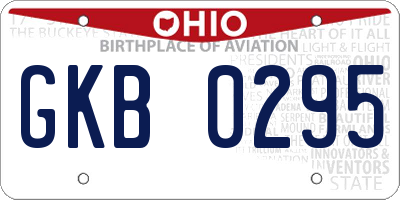 OH license plate GKB0295
