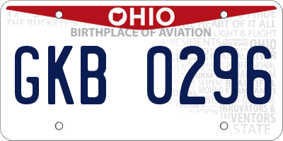 OH license plate GKB0296