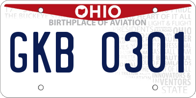 OH license plate GKB0301