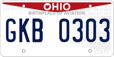 OH license plate GKB0303