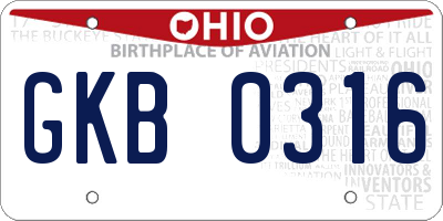 OH license plate GKB0316