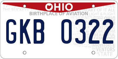 OH license plate GKB0322