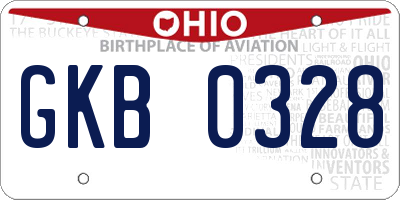 OH license plate GKB0328
