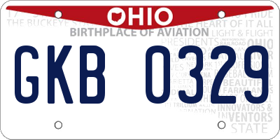 OH license plate GKB0329