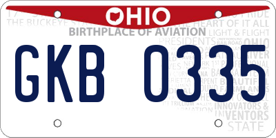 OH license plate GKB0335