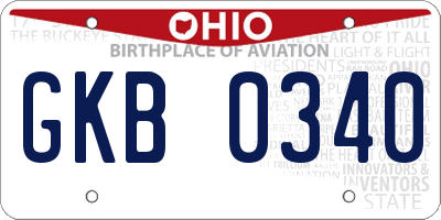 OH license plate GKB0340