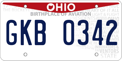 OH license plate GKB0342