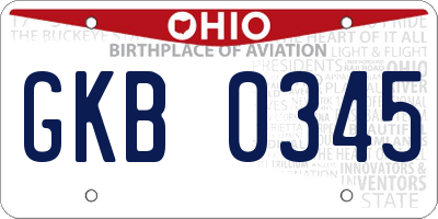 OH license plate GKB0345