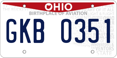 OH license plate GKB0351