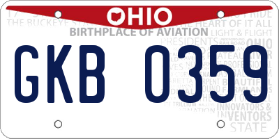 OH license plate GKB0359