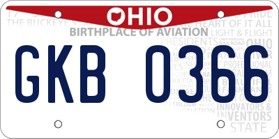 OH license plate GKB0366
