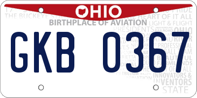 OH license plate GKB0367