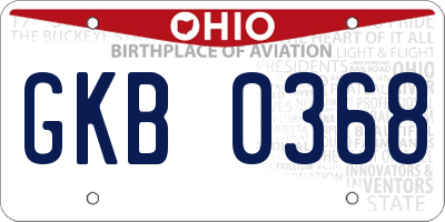 OH license plate GKB0368