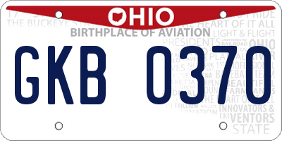 OH license plate GKB0370