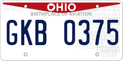 OH license plate GKB0375