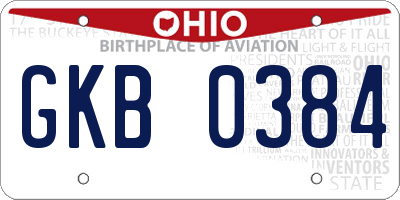 OH license plate GKB0384
