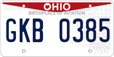 OH license plate GKB0385