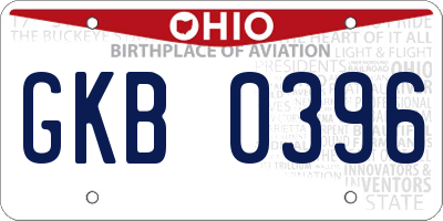 OH license plate GKB0396