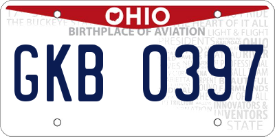 OH license plate GKB0397