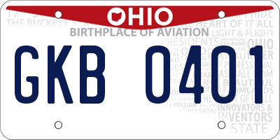 OH license plate GKB0401