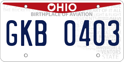 OH license plate GKB0403