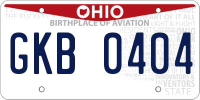 OH license plate GKB0404