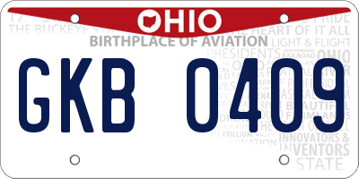 OH license plate GKB0409