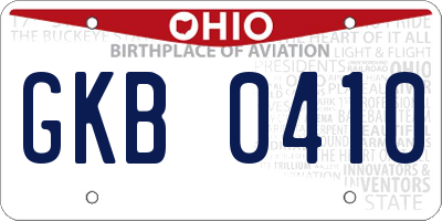 OH license plate GKB0410