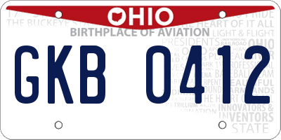 OH license plate GKB0412