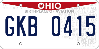 OH license plate GKB0415