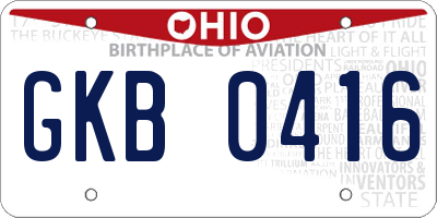 OH license plate GKB0416