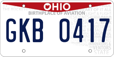 OH license plate GKB0417
