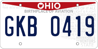 OH license plate GKB0419