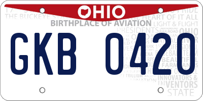 OH license plate GKB0420