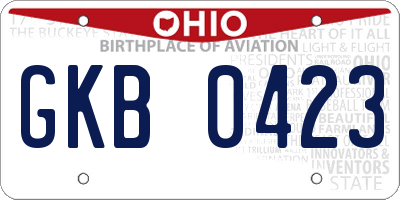 OH license plate GKB0423