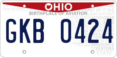 OH license plate GKB0424