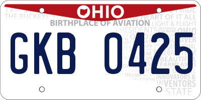 OH license plate GKB0425