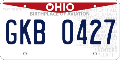 OH license plate GKB0427