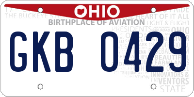OH license plate GKB0429