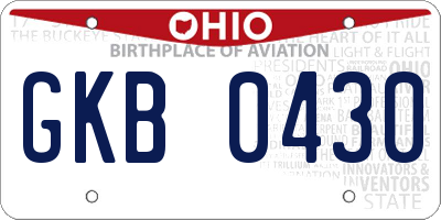 OH license plate GKB0430